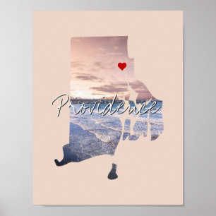 Póster Rhode Island State Foto insertada y nombre de la c