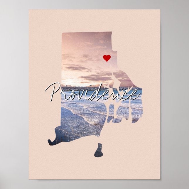 Póster Rhode Island State Foto insertada y nombre de la c (Frente)