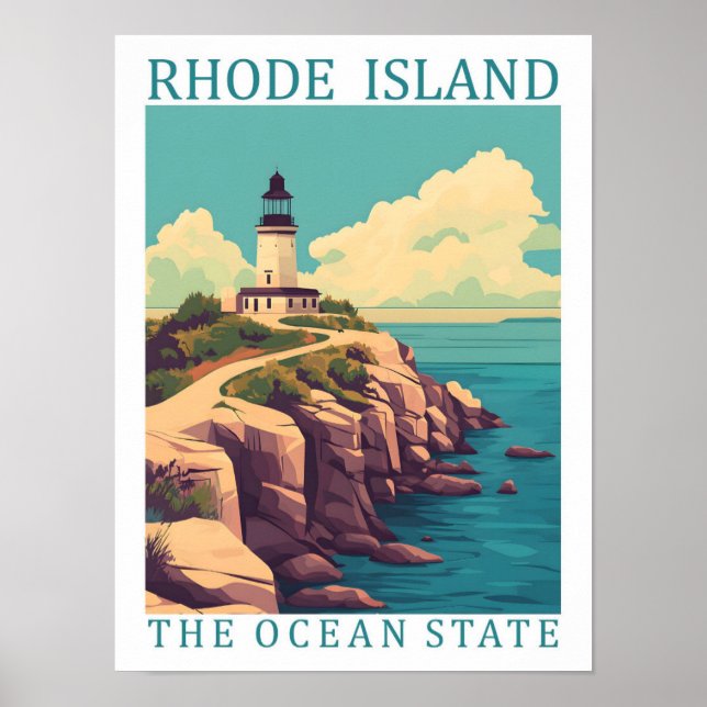 Póster Rhode Island the Ocean State USA Travel Place (Frente)