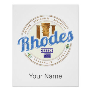 Póster Rhodes Grecia Vintage Island Aegean Souvenir