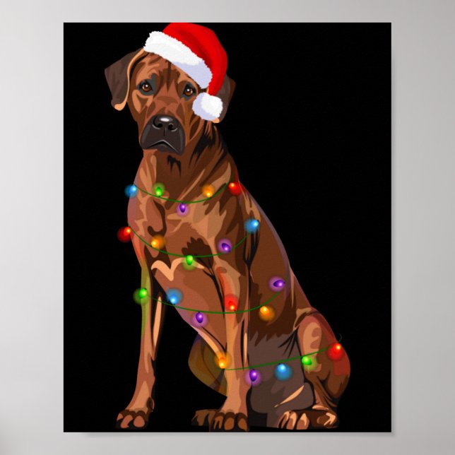 Póster Rhodesian Ridgeback Christmas Lights Xmas Dog Love (Frente)