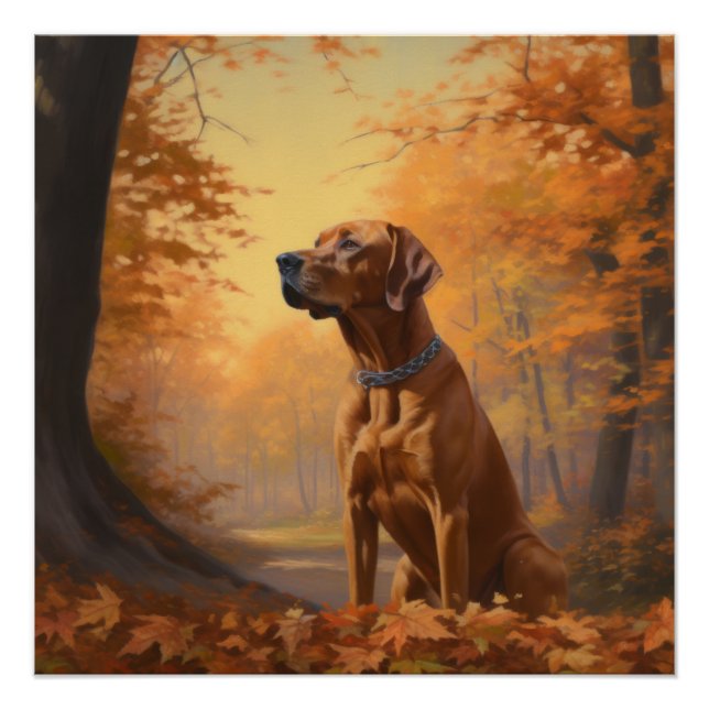 Póster Rhodesian Ridgeback  en Otoño Las Hojas Caídas Ins (Anverso)