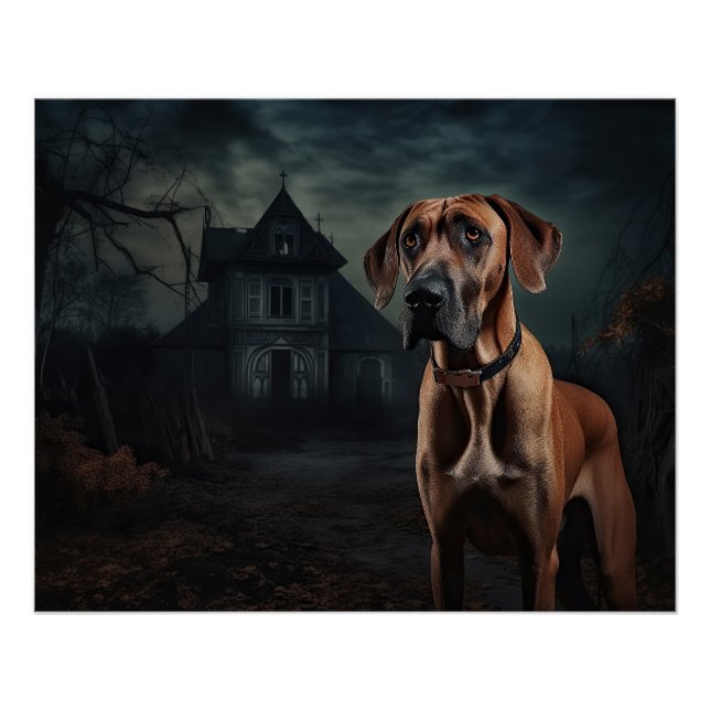 Póster Rhodesian Ridgeback Halloween Scary (Anverso)