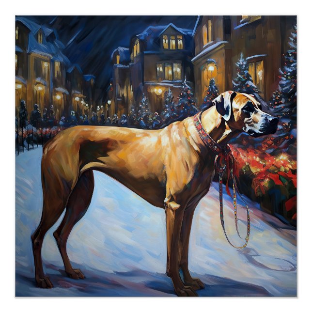 Póster Rhodesian Ridgeback Temporada Navideña Festiva (Anverso)