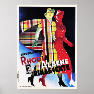 Póster Rhodia Albene Rinascente Mujeres Moda Vestir Itali