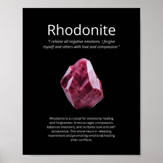Póster Rhodonite Crystal Stone Significing