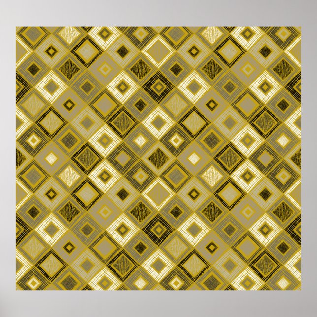 Póster Rhombus geométrico vintage, patrón sin fisuras. (Frente)