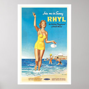 Póster Rhyl El Parque de Atracciones Vacacional de Gales
