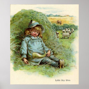 Póster Rhyme de niñera azul de niño pequeño