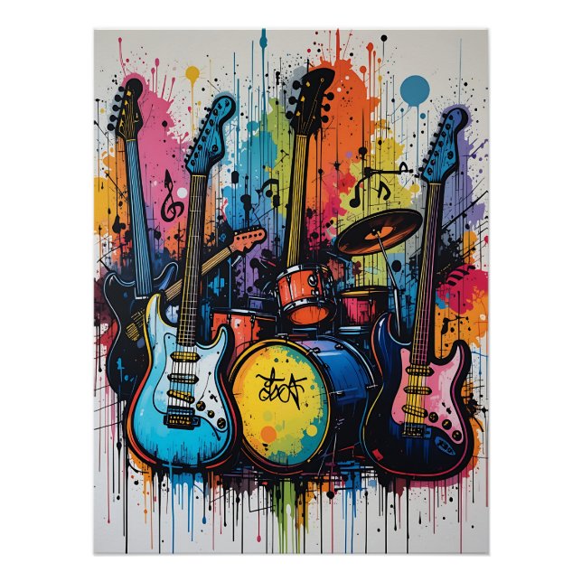 Póster Rhythmic Beats: Musical Graffiti Art (Anverso)