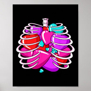 Póster Rib-Cage Día de San Valentín Corazón Cute Huesos d