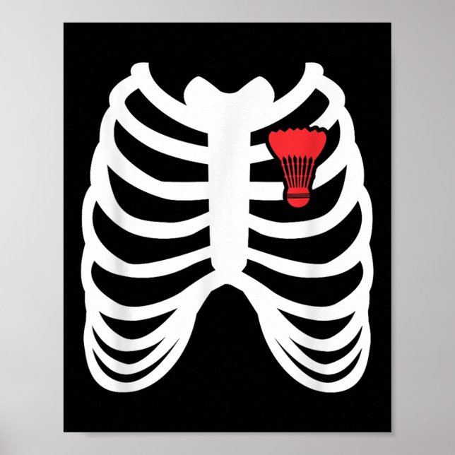 Póster Rib Cage Funny Badminton Player T Shirt Gift  (Frente)