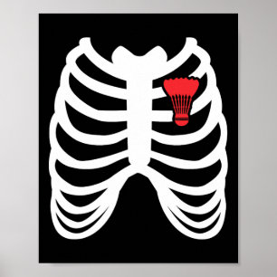 Póster Rib Cage Funny Badminton Player T Shirt Gift