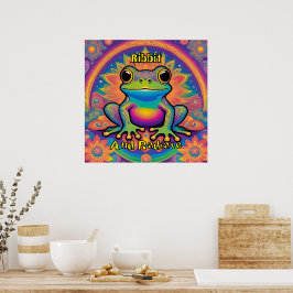 Póster Ribbit y Radiate Boho Frog Groovy Vibes