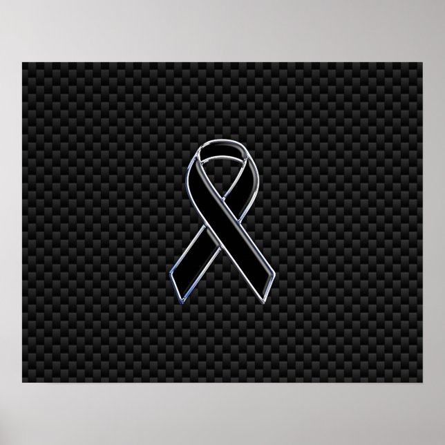 Póster Ribbon Awareness Black Carbon Fiber (Frente)