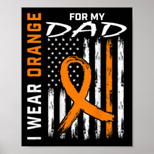 Póster Ribbon Dad Leukemia Awareness American Flag Graphi