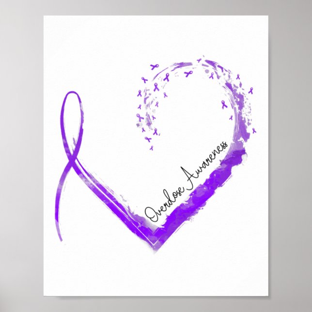 Póster Ribbon Heart Overdose Awareness 1  (Frente)