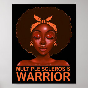 Póster Ribbon Ms Awareness Warrior Black Afro Mujeres Chi