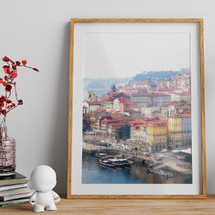 Póster Ribeira y río Duero. Oporto, Portugal.