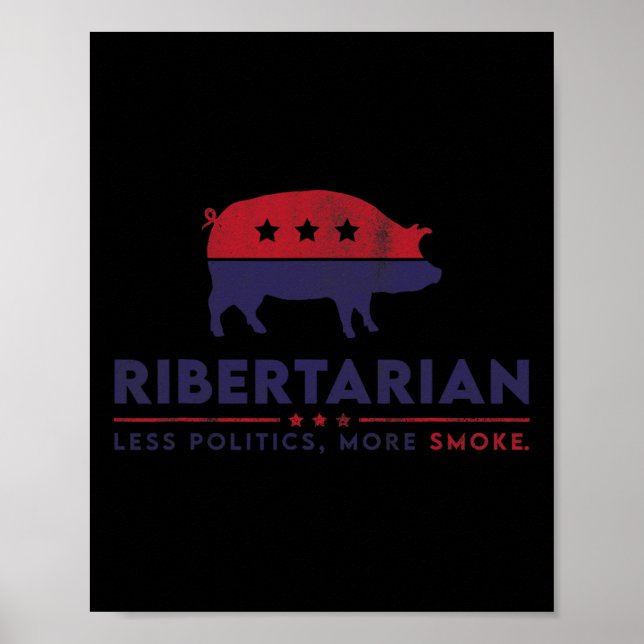Póster Ribertarian Funny Pitmaster Bbq Meat Smoker Less P (Frente)