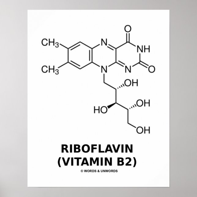 Póster Riboflavina (vitamina B2) Molécula química (Frente)