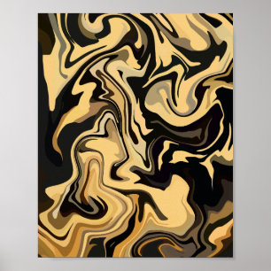 Póster Rich Brown Swirls con Hues dorados