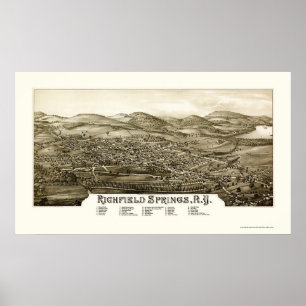 Póster Richfield Springs, NY Panoramic Map - 1886