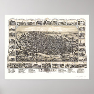 Póster Richmond, EN el mapa panorámico - 1884