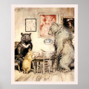 Póster Ricitos de oro y los tres osos de Arthur Rackham