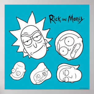 Póster RICK AND MORTY™   Patrón de cabeza de familia Smit