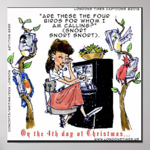 Póster Rick London Ernestine llama a las aves navideñas