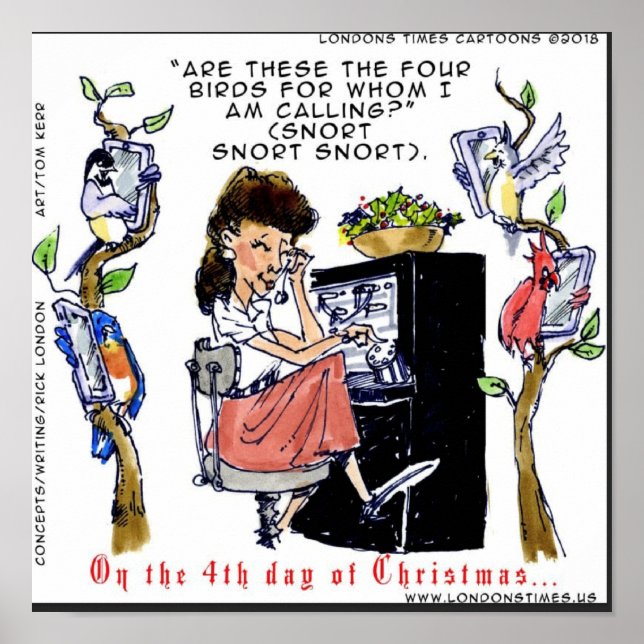 Póster Rick London Ernestine llama a las aves navideñas (Frente)