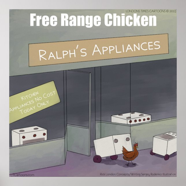 Póster Rick London Funny Free Range Chicken Poster (Frente)