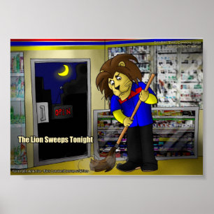 Póster Rick London "Lion Sweeps Tonight", cómico gracioso