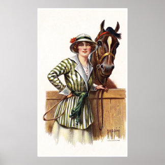 Póster RIDER VICTORIANO y CABALLO: Poster Bella Artes
