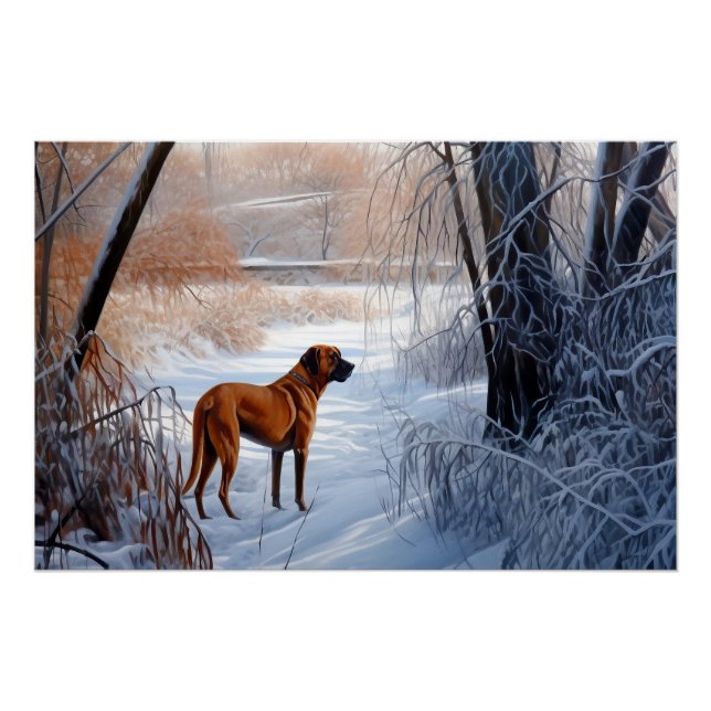 Póster Ridgeback ruso deja que nieve Navidades (Anverso)