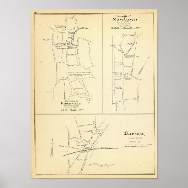 Póster Ridgefield, Newton, Darien (Frente)