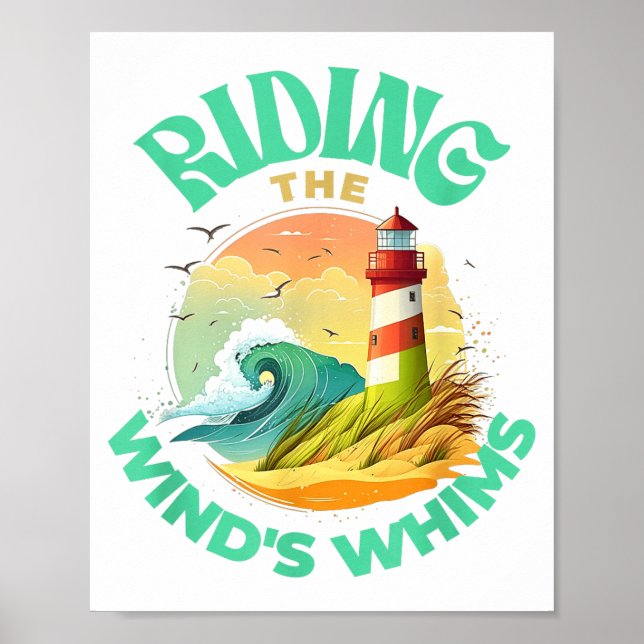 Póster Riding The Wind's Whims Ocean Humor Lighthouse Sce (Frente)