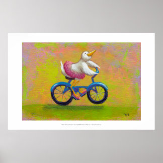 Póster Riding to the Recital - fun happy bicycling bird