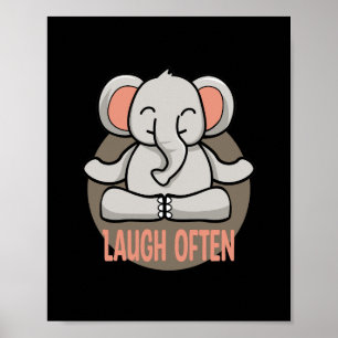 Póster Ríe a menudo Kawaii bebé elefante haciendo poses d