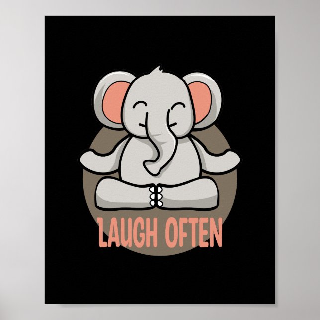 Póster Ríe a menudo Kawaii bebé elefante haciendo poses d (Frente)