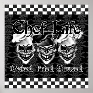 Póster Ríe Chef Skulls
