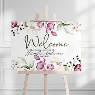 Póster Riego de novia floral de peonías rosa burdeos