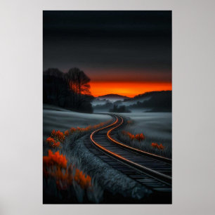 Póster Rieles del Crepúsculo: Camino al Horizonte