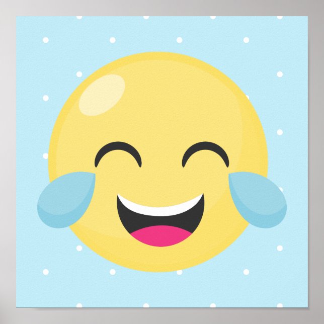 Póster Riéndose de los puntos de Emoji fuertes (Frente)