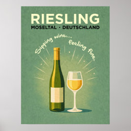 Póster Riesling Verde Viaje Vintage
