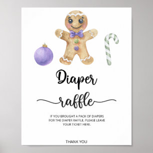 Póster rifa de pañal de galleta de hombre de jengibre