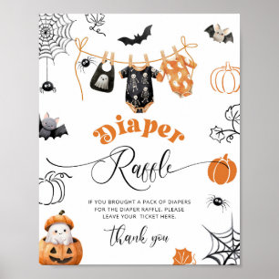 Póster Rifa de pañal Little Boo halloween Cuerda de ropa