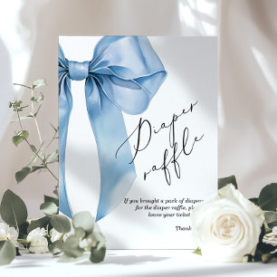 Póster Rifa de pañales Blue Bow bebé ducha