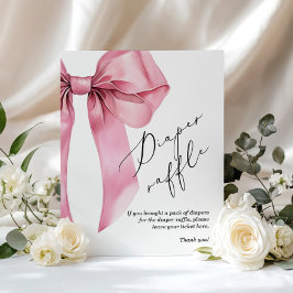 Póster Rifa de pañales chica Bow rosa